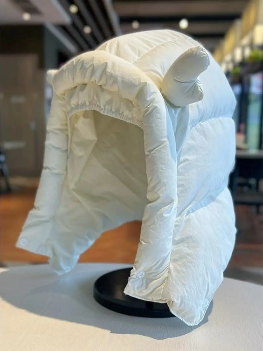 愛らしい鹿の角レイフェンキャップ冬用ダウンコットンスカーフ一体型帽子大人女性のファッション防風服2点セット