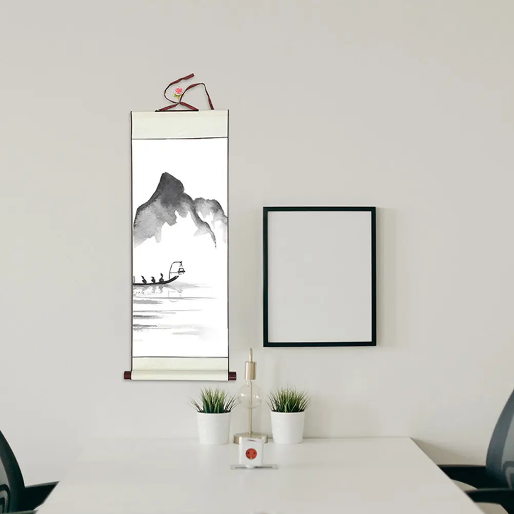 2Pcs Multi-Function Blank Scroll Chinese Painting Paper Calligraphy Scroll for Brush Art Watercolor Drawing Wall Hanging Retro