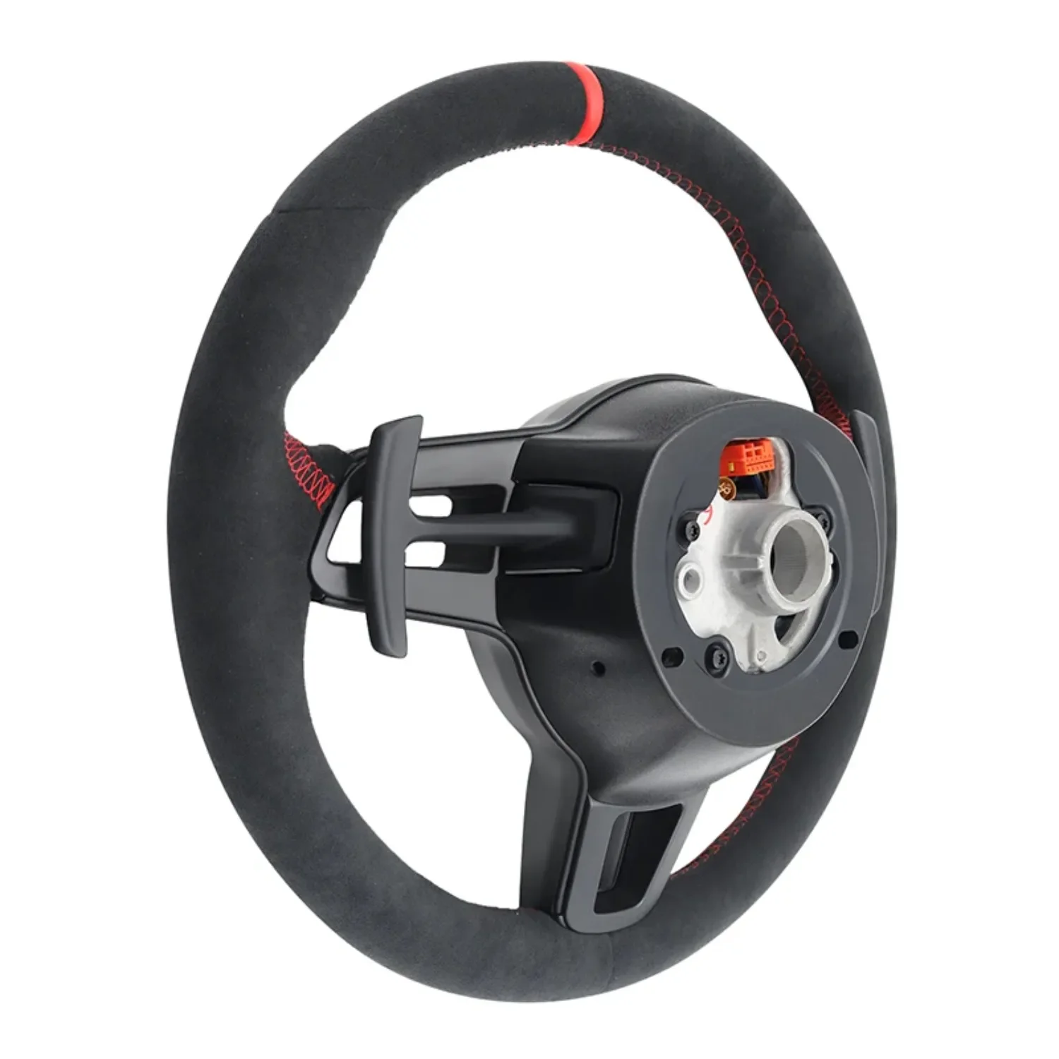 Forged Carbon Fiber Flat Bottom Sport Steering Wheel with Red Stitching, Auto Interior Modified Replacement Parts For Porsche 911 view 6