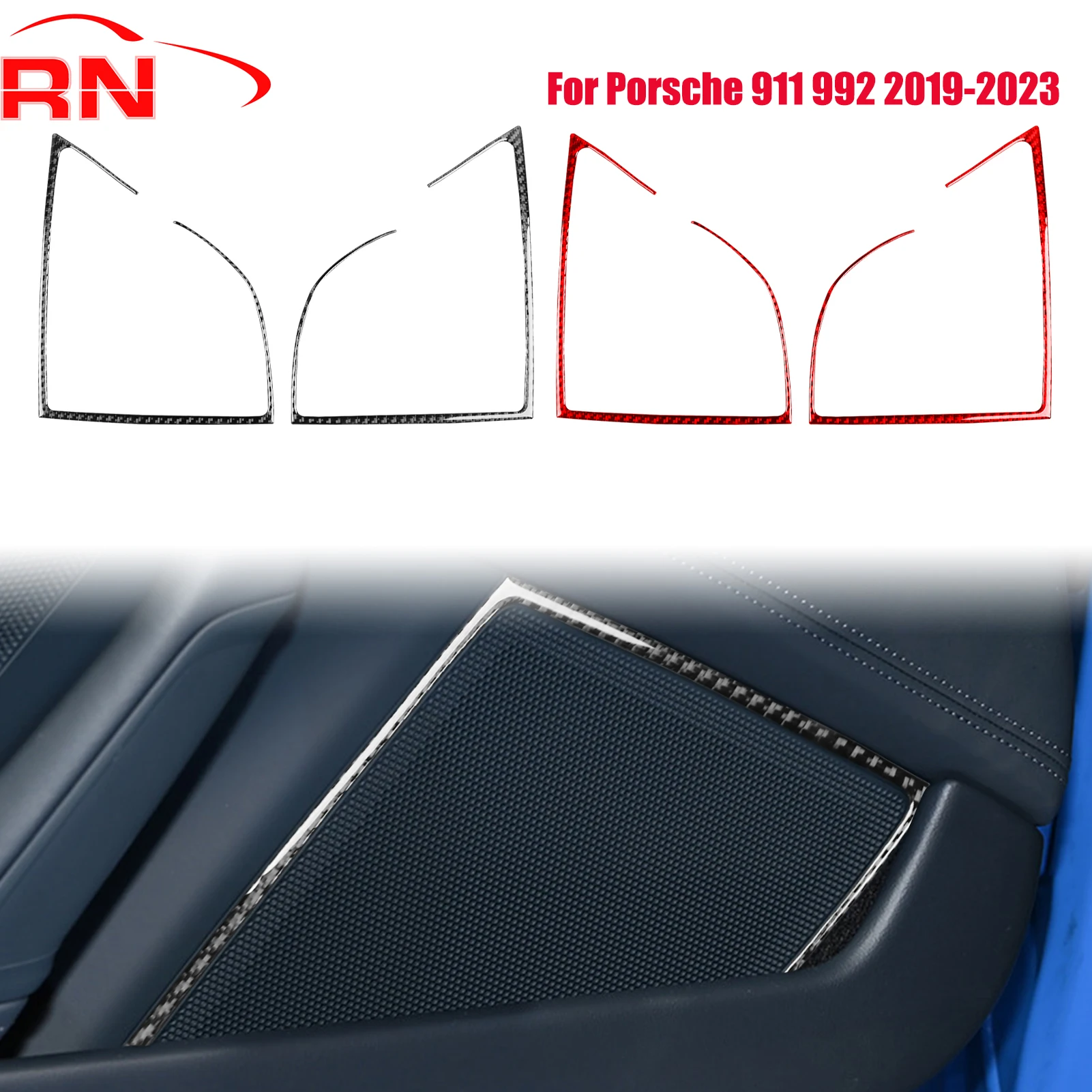 

For Porsche 911 992 2019-2023 Refit Forged Carbon Fiber Automotive Interior Door Horn Frame Trim Interior Piano Sticker