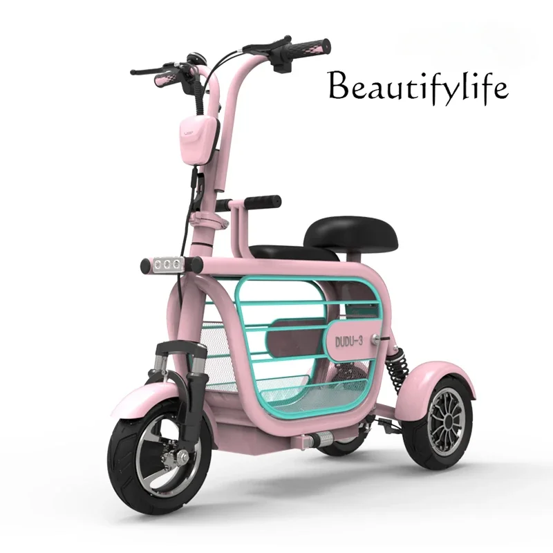 Lithium Bicycle New Three-Wheel Auto Rickshaw Scooter Pet Cart Electric Bicycle Convenient Folding