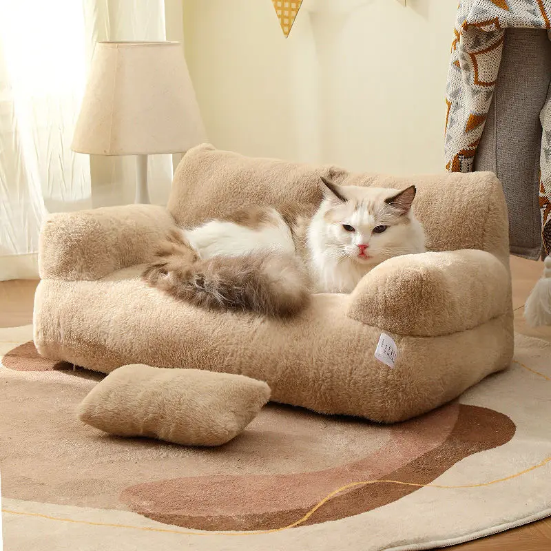 New Cat Plush Cotton Sofa Simple Home Cat and Dog Sleeping Bed Pet Winter Warm Mini Bed Cats Dogs Nest Pet Supplies