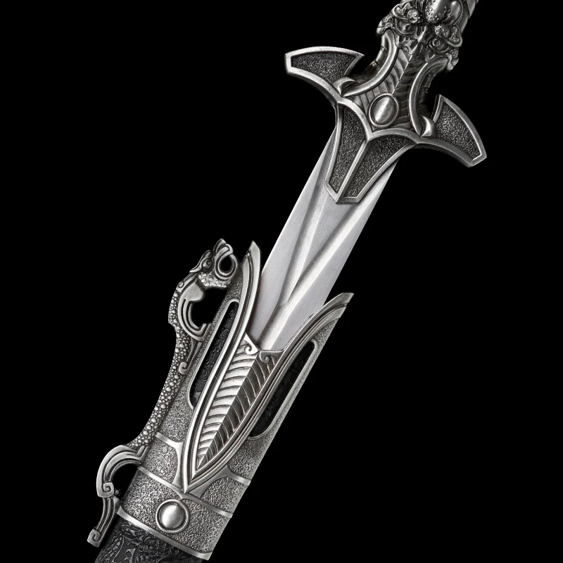 Medieval Han Jian Sword 1060 High Carbon Steel Blade Real Full Tang Sharp Ready Battle Metal Handle Sword Silver Skyblade Katana