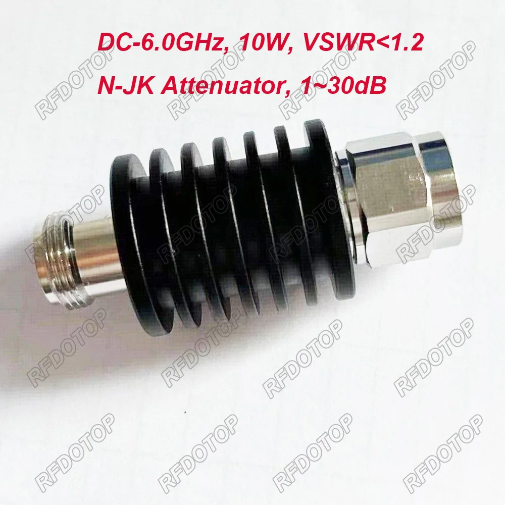 DC-6.0GHz 10W N Type Attenuator 3/5/6/10/15/20/30dB N Male to N Female Connector RF coaxial Attenuator VSWR≤1.2 50 Ohm