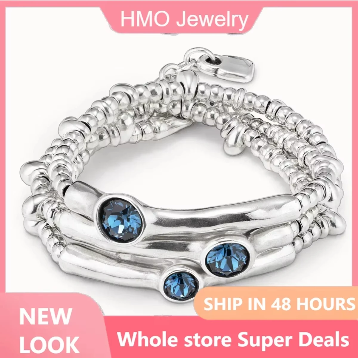 2025 YUHUNO Original Design Spain Jewelry Advanced Multi layered Irregular Blue Crystal Bracelet Women's High Quality Gift