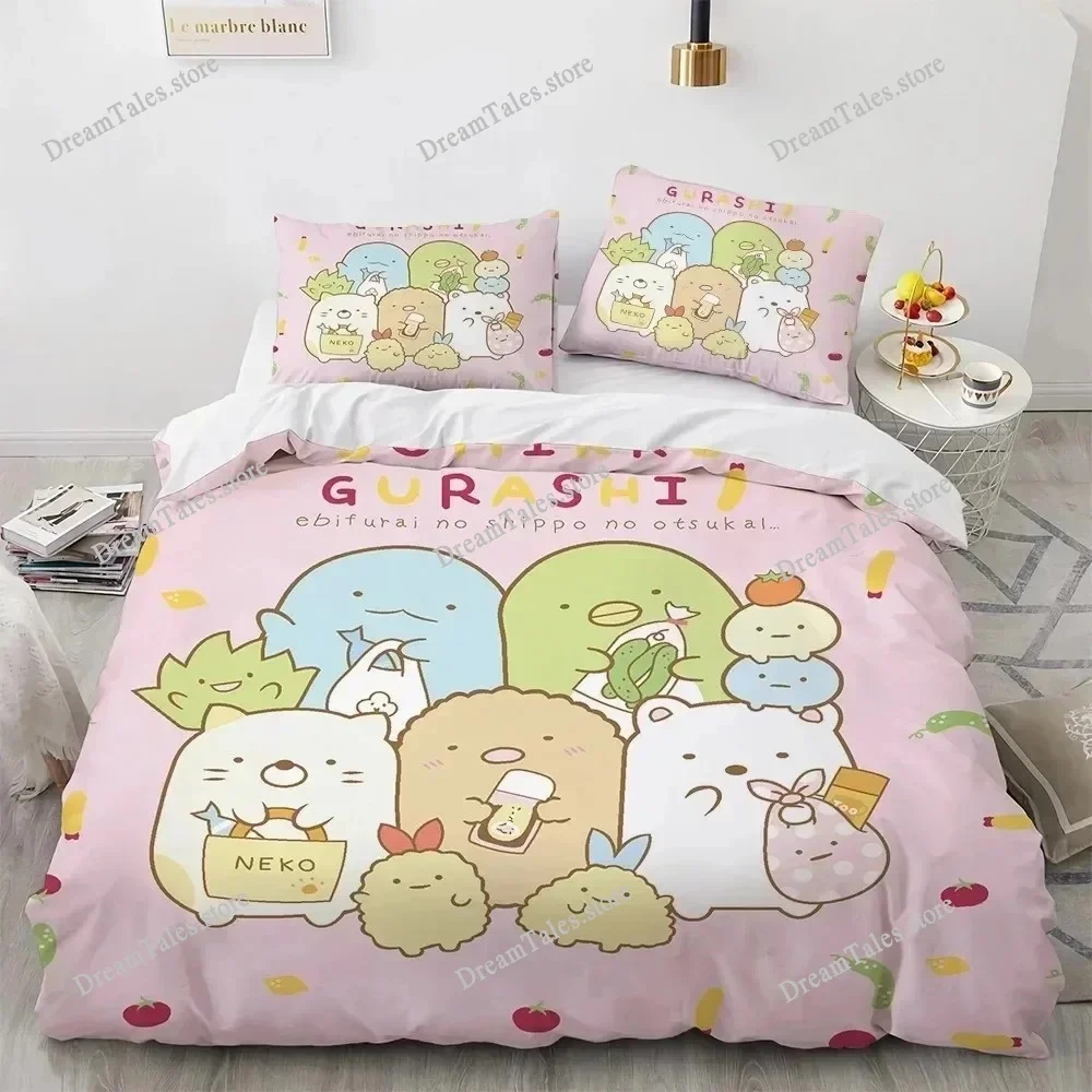 3D Anime Kawaii Cartoon Sumikko Gurashi Bedding Set Double Twin King Duvet Cover Comforter Pillowcase Boys Girls Adults Bedroom7