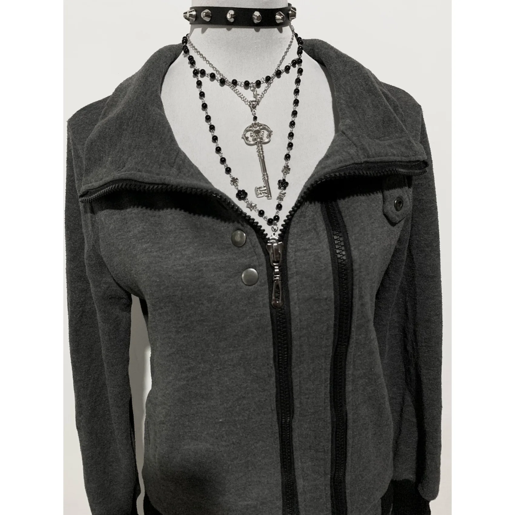 

Cross-border Autumn and winter y2k Japanese Korean solid color top stand up collar slim fit long sleeved hoodie women's clothing