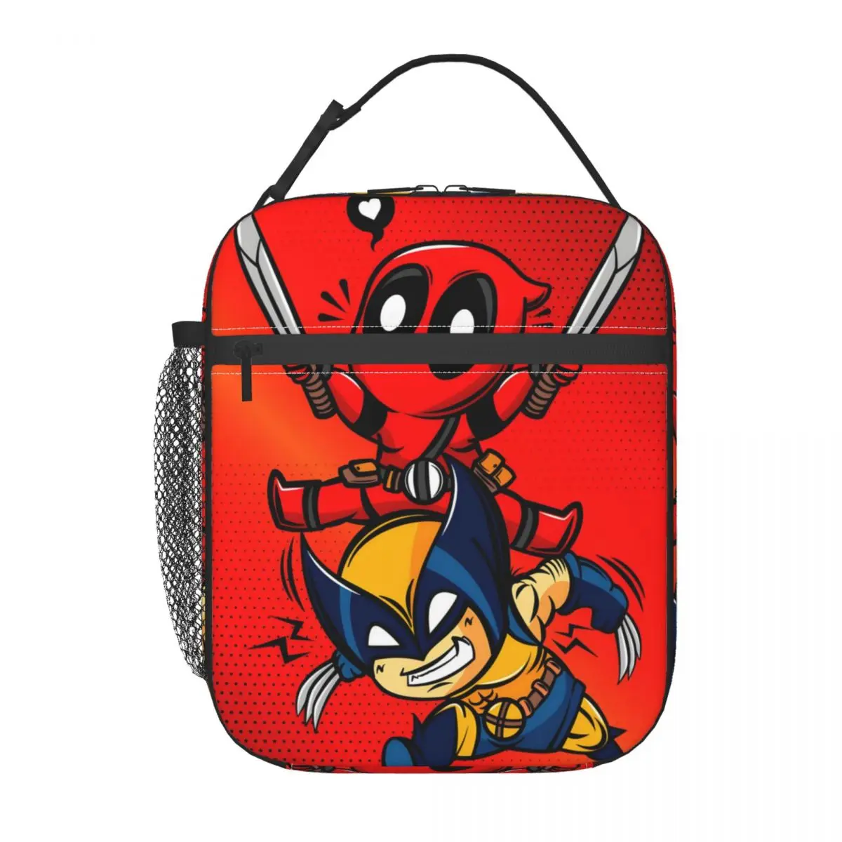

Custom Deadpool Wolvierine Love Insulated Lunch Bags for Camping Travel Food Comics Cooler Thermal Lunch Box Women Kids