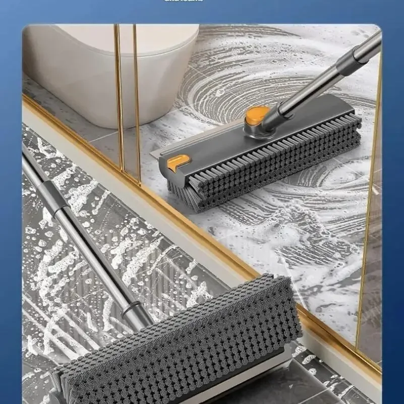 Three-In-One Long Handle Floor Cleaning Brush Set, Heavy-Duty Hard Bristles Scrubber for Shower Room Bathroom Deck Garage Kitche