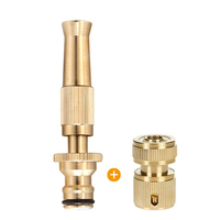 Spray Nozzle Water Gun Brass High Pressure Direct Spray Sprinkler Quick Connector 1/2'' Garden Hose Adjustable Pressure Washer