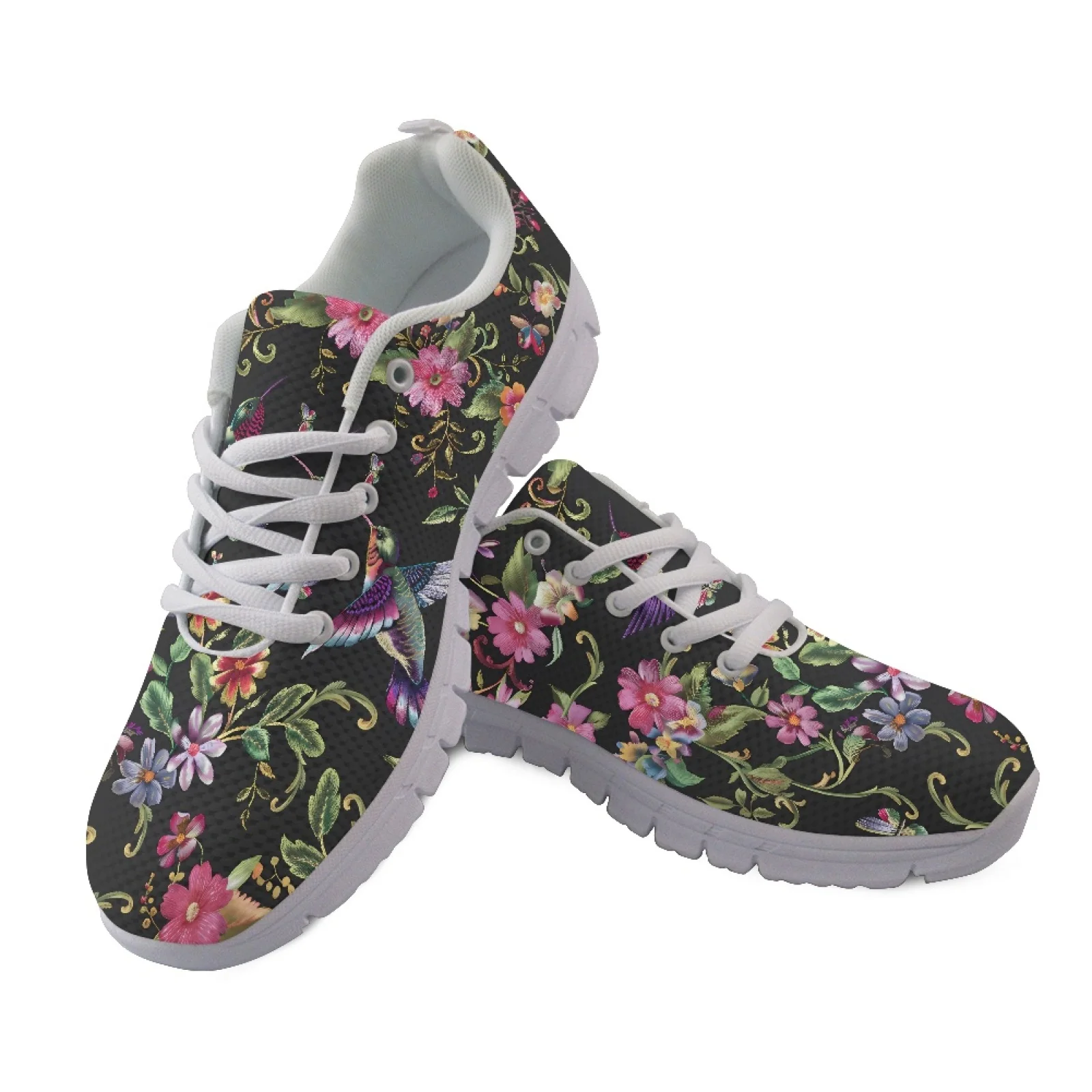 Coloranimal Hummingbird Rose New Design Walking Shoes Mens Athletic Trainers Breathable Hunting Sneakers for Women