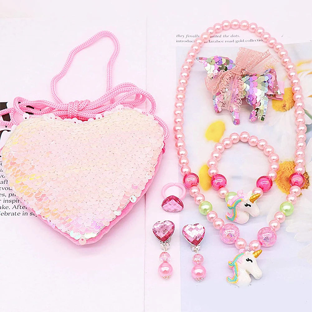 Accessories Unicorn Necklace Child Little Girl Jewelry Pearls Plastic for Girls