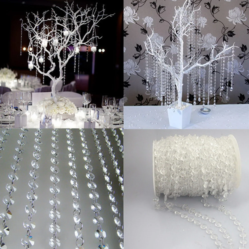 Glass Bead Curtain Portable Diamonds Chains Bead Curtain Creative Elegant Exquisite Fashion Transparent for Wedding Room Decor