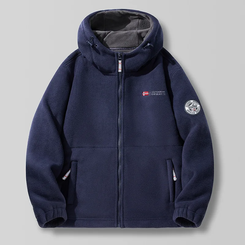 

Осенне-зимняя уличная флисовая утолщенная мужская флисовая куртка с капюшоном, трендовая
