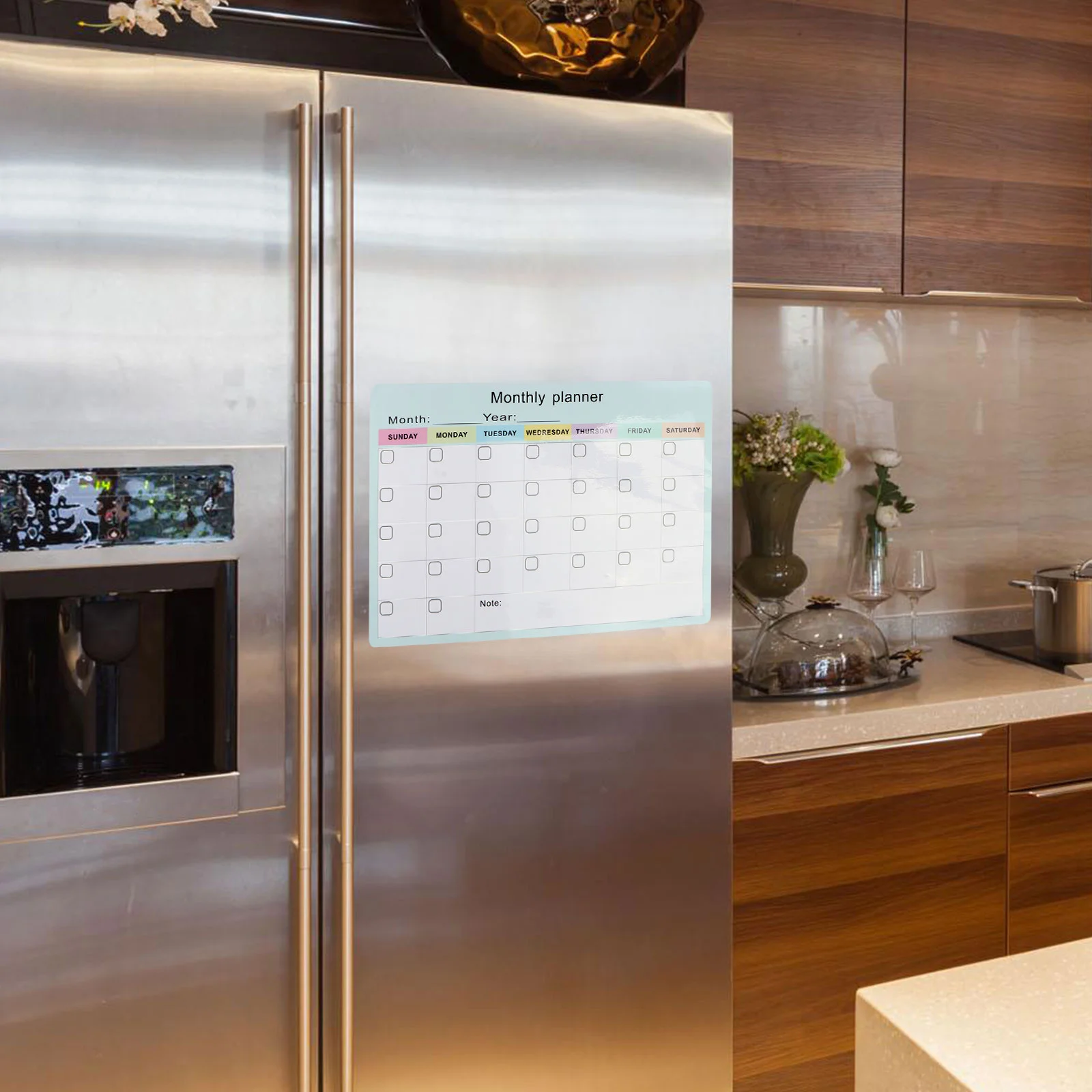 1 قطعة لوحة خطة شهرية مغناطيسية مادة مغناطيسية مطاطية سهلة إزالة جدول الثلاجة منظم مخطط تقويم مغناطيسي #6