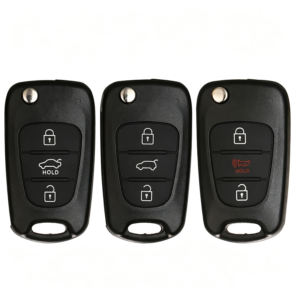 Suitable for 3-button Hyundai Kia folding remote key case replacement shell, with four types of blade patterns to be noted