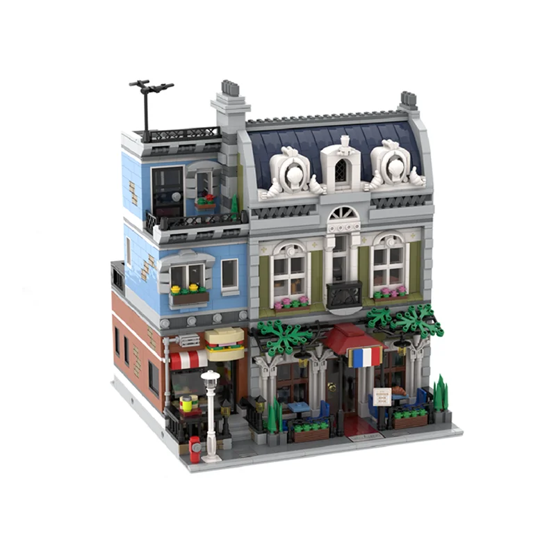 3226pcs MOC Parisian Deli Restaurant Modular Streetscape Model Building Blocks Architecture Toys Christmas Gift Assemble DIY