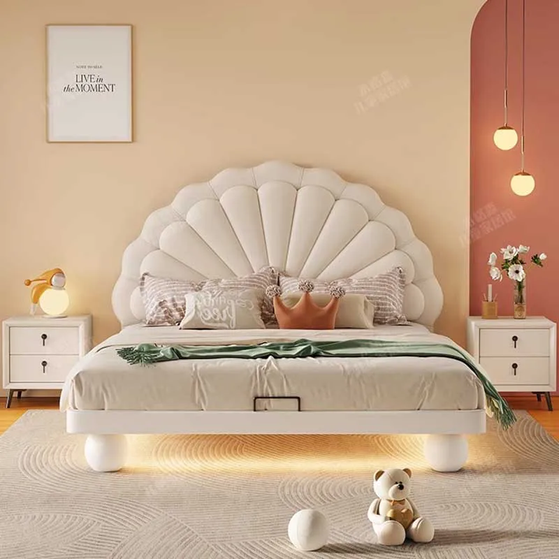 

High End Nordic Double Bed Designer White Villa Platform Luxury Twin Bed Frame Modern Sleeping Cama De Casal Home Furniture