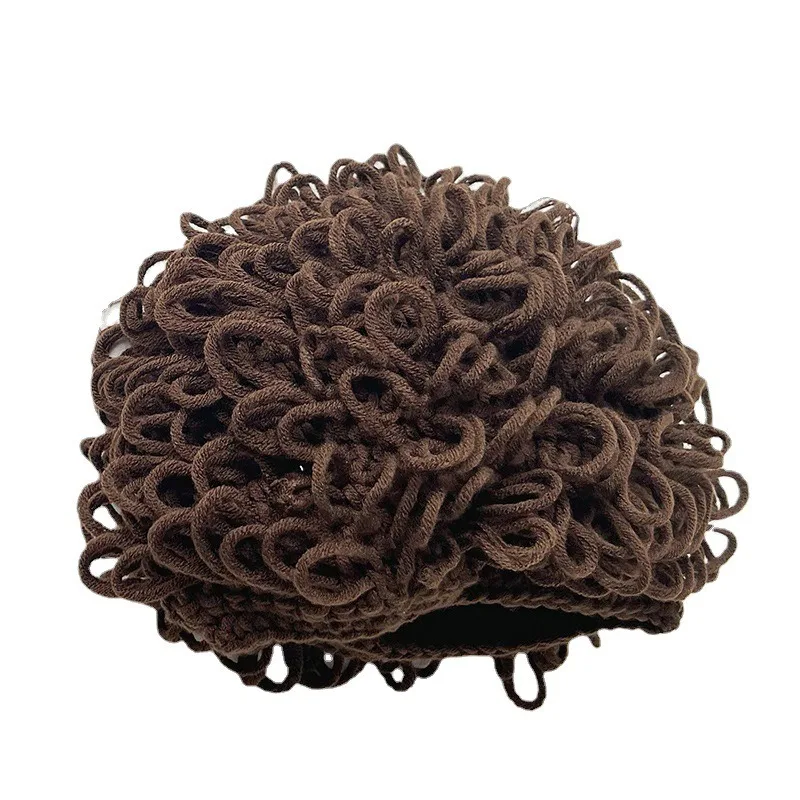 

Детская шапка-бини с забавными накладными волосами, милая зимняя шапка с искусственными волосами для младенцев, мальчиков и девочек