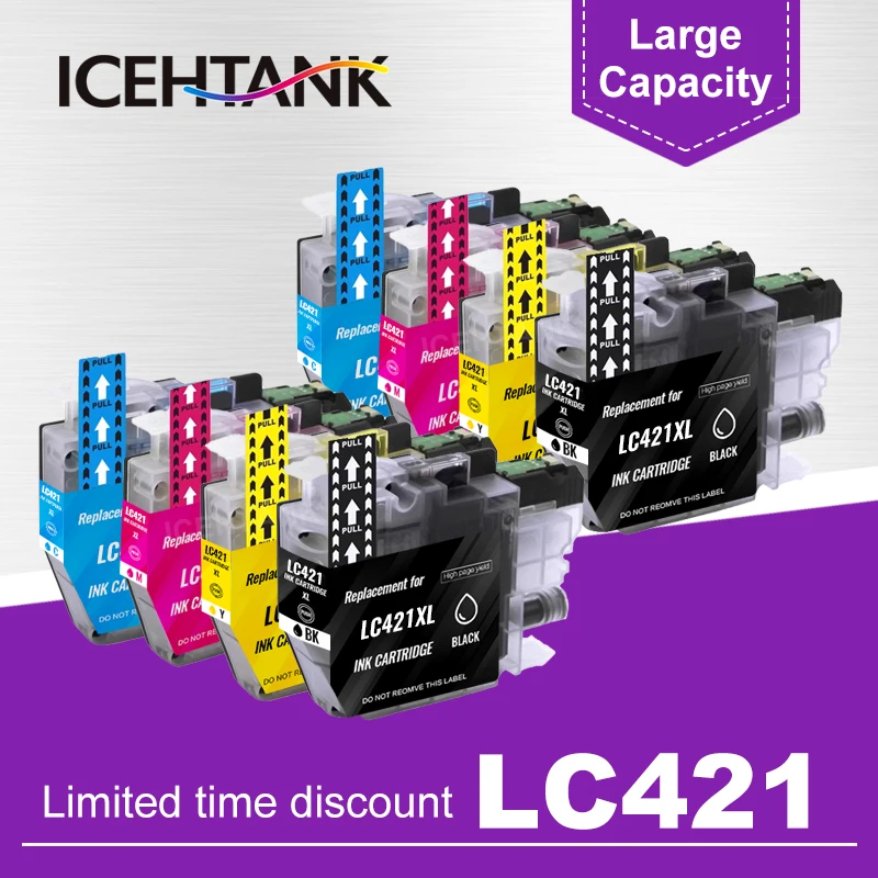 

ICEHTANK High Capacity Ink Cartridge LC421XL LC-421XL 421XL for Brother DCP-J1050DW MFC-J1010DW DCP-J1140DW J1050DW J1010DW