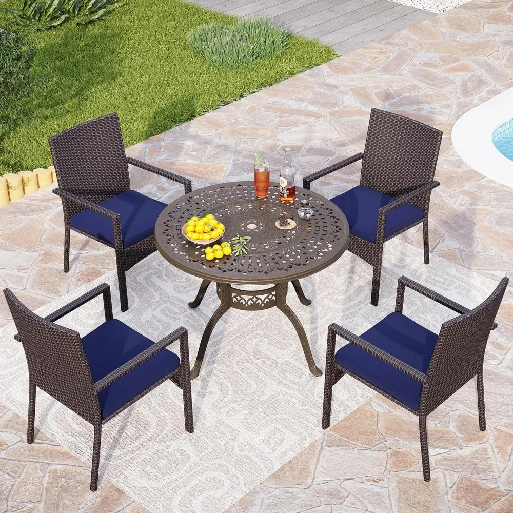 5 Pieces Round Outdoor Dining Set for 4, 40