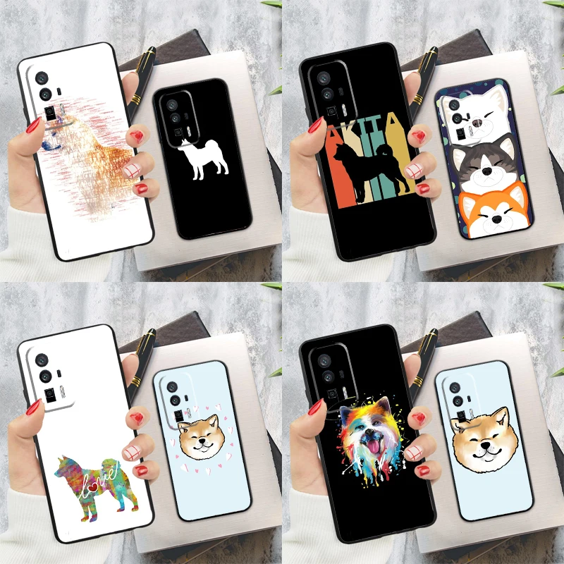 Animal Cute Dog Akita Case For Xiaomi 14T Pro 13T 12T 11T 13 14 Ultra POCO X6 Pro M6 X3 X5 M5s F3 F5 F6 Cover