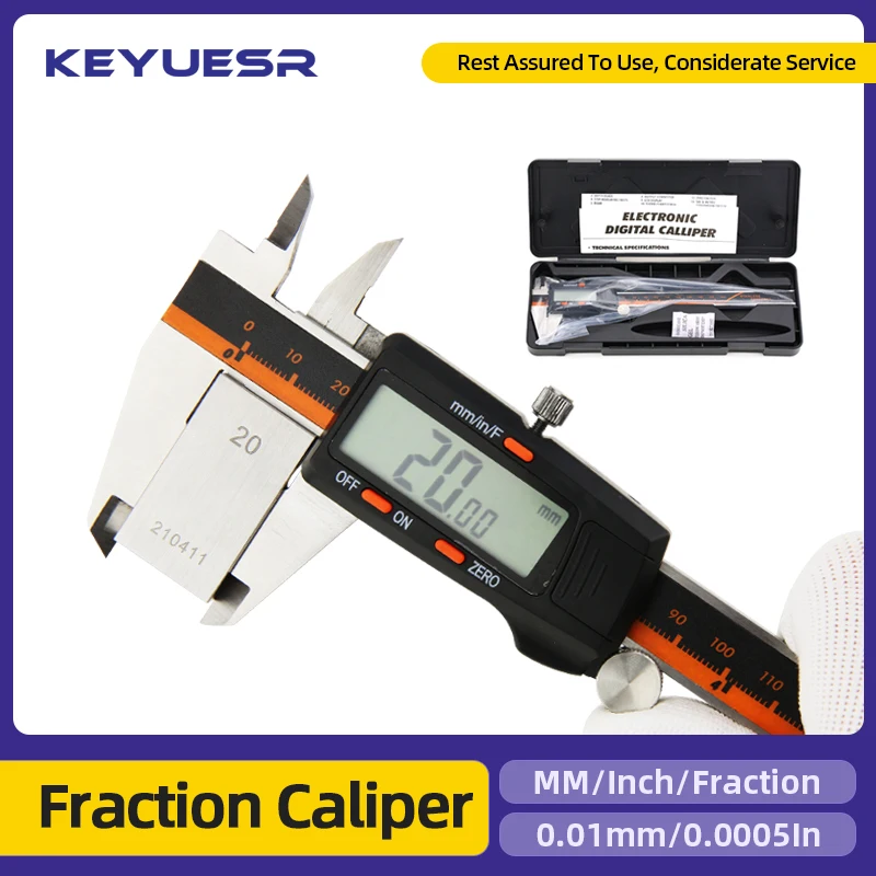 Fraction Digital Caliper Digital Micrometer Ruler Stainless Steel Gauge Vernier Calipers Instrument Measuring Tools Calibrator