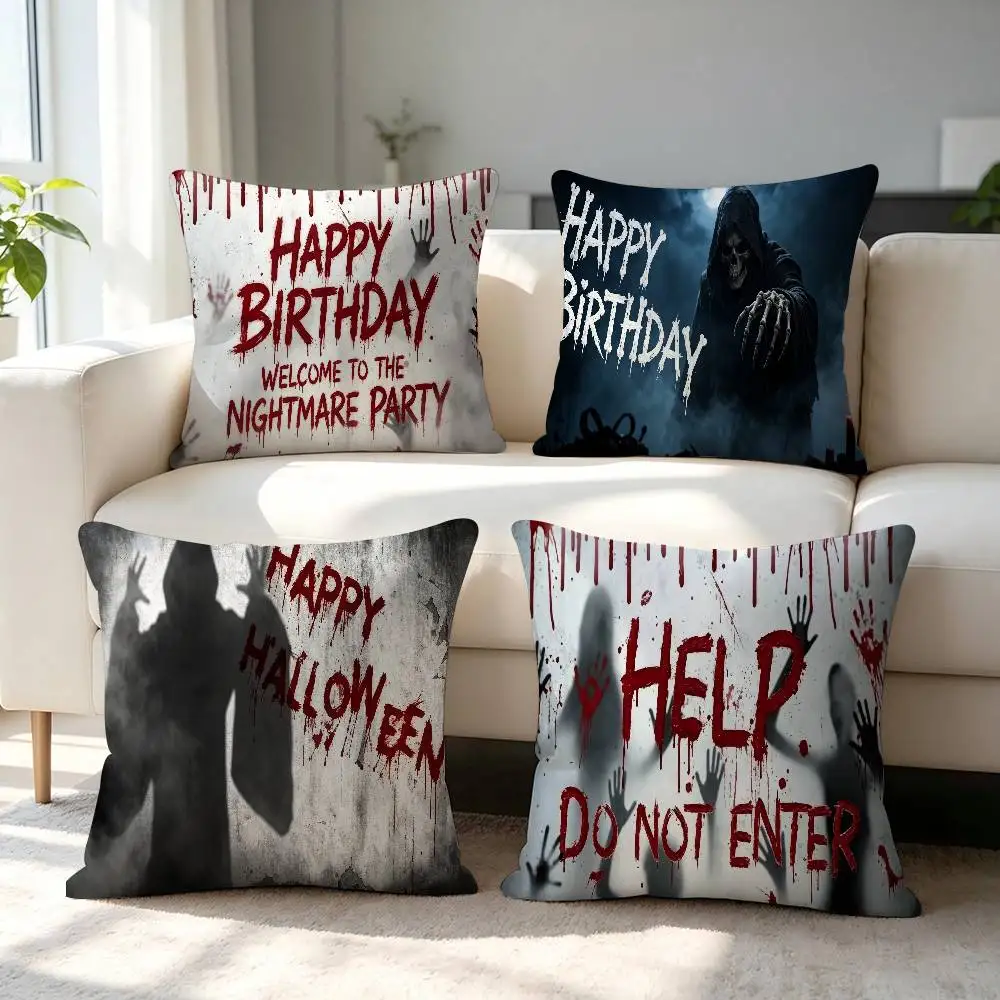 Halloween Party Ghost Shadow Terror Zombie Scene CushionCover Pillowcase Upholstery pillows for sofa Throw Pillow Home Pillowcas