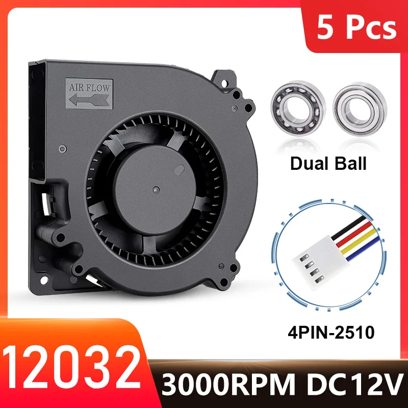 5PCS Gdstime120x120x32mm Blower DC 12V 4Pin PWM Function Cooler 12032 Dual Ball Bearing 12cm Industrial Fan For BBQ Cabinets