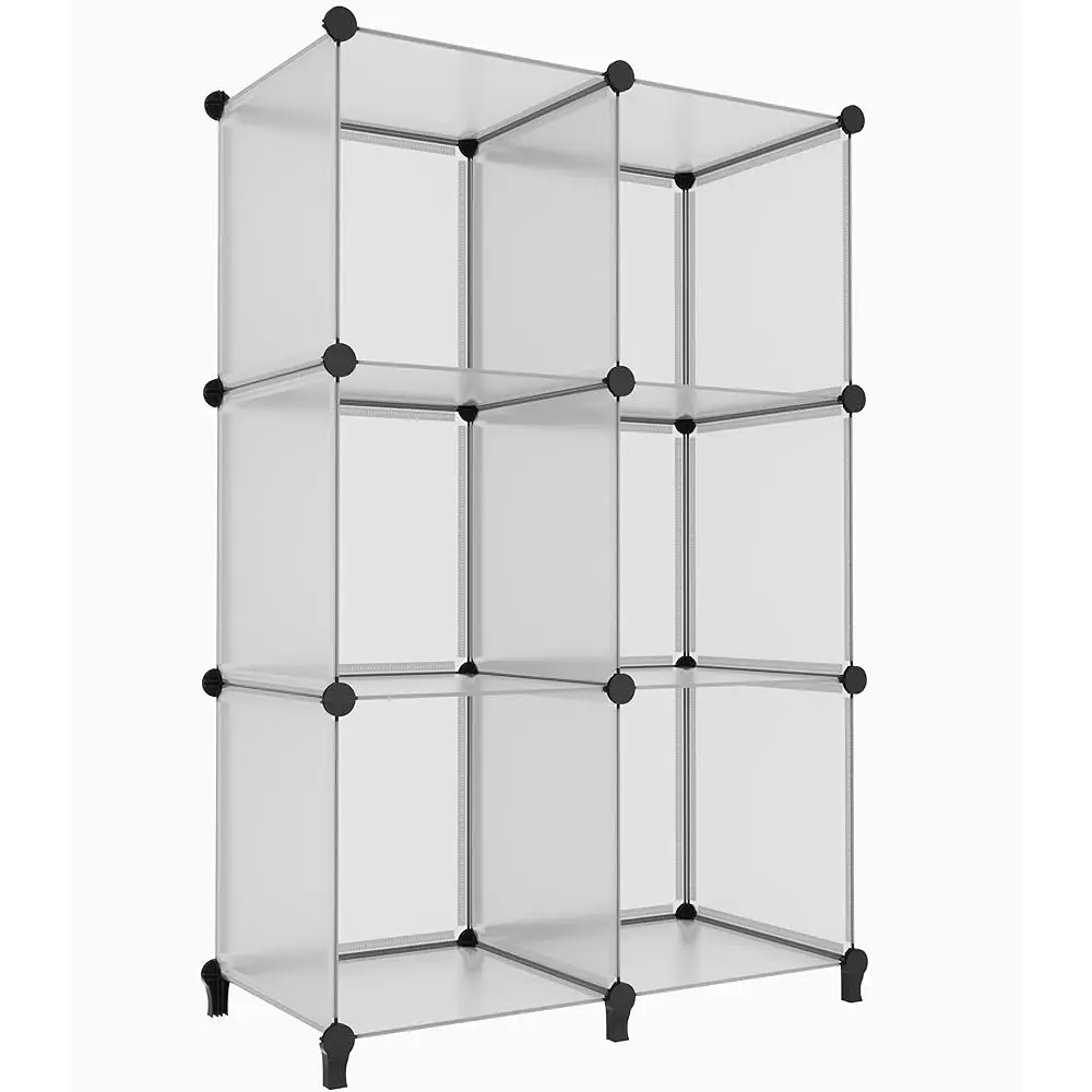 

6-Cube Light Grey Cube Storage Organizer, Modular Storage Shelf With Hammer, Bin Cabinet Closet Bookshelf For Living Room,