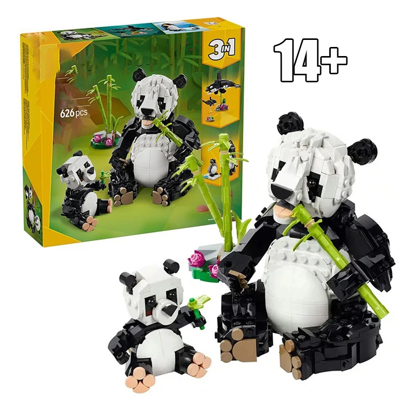 

2025 NEW 3in1 Compatible with 31165 Wild Animals Panda Family for Boys and Girls Home Decor Building Block Christmas Gifts
