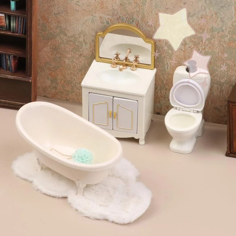 [TJ] 1/12 casa de muñecas simulación bañera inodoro lavabo gabinete modelo para muebles de baño decoración accesorios para casa de muñecas