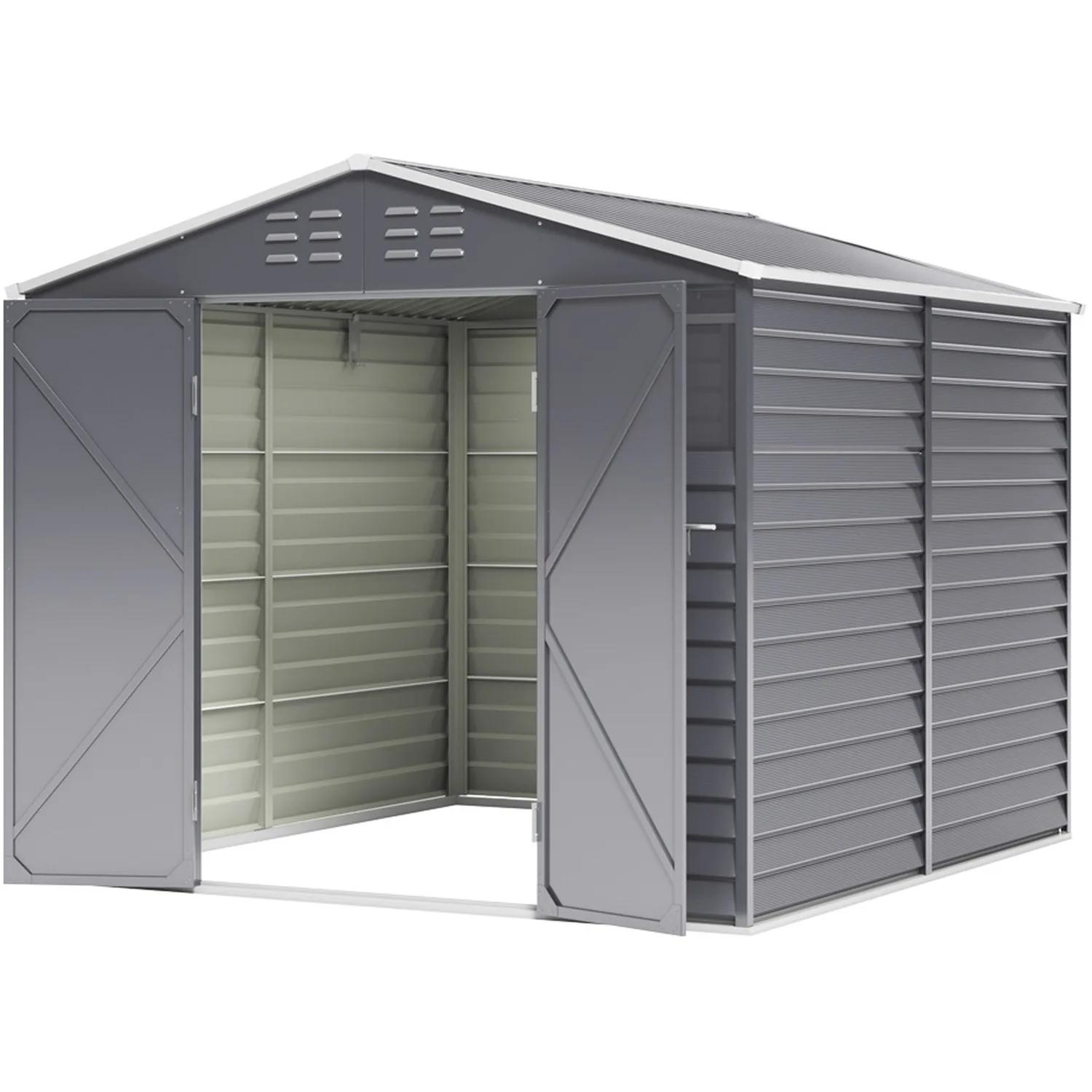 

Металлический садовый сарай для хранения с 2 окнами AJUNION, новый дизайн, водонепроницаемый, для хранения инструментов