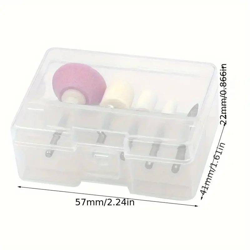 مجموعة رؤوس مثقاب طلاء الأظافر مكونة من 5 قطع، 2.35 مم - مثالية لتقشير وإزالة الجلد الميت، أدوات احترافية لفن الأظافر، معدن، أبيض