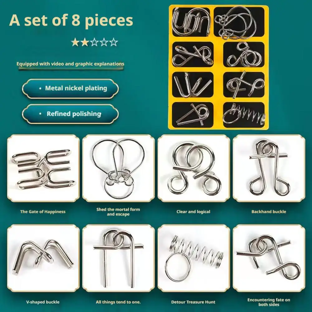 Metal Wire Puzzle Brain Teaser for Kids - Montessori IQ Mind Game, Stress Relief Fidget Educational Toy & Interactive Challenge
