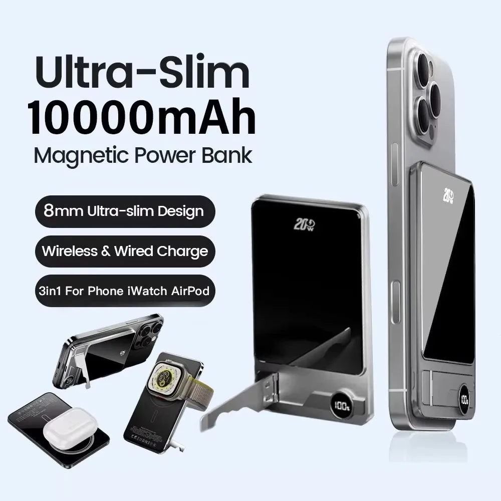 10000mAh Ultra Slim Power Bank for MagSafe,Magnetic Wireless 20W Fast Charging Portable Battery For iPhone Samsung Xiaomi iWatch