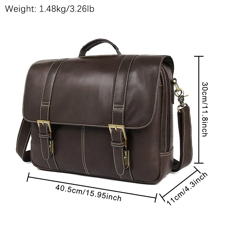 Big Capacity Luxury 15 Inch Business Bag Flap Tote Men Genuine Cow Leather Laptop Bag Briefcase