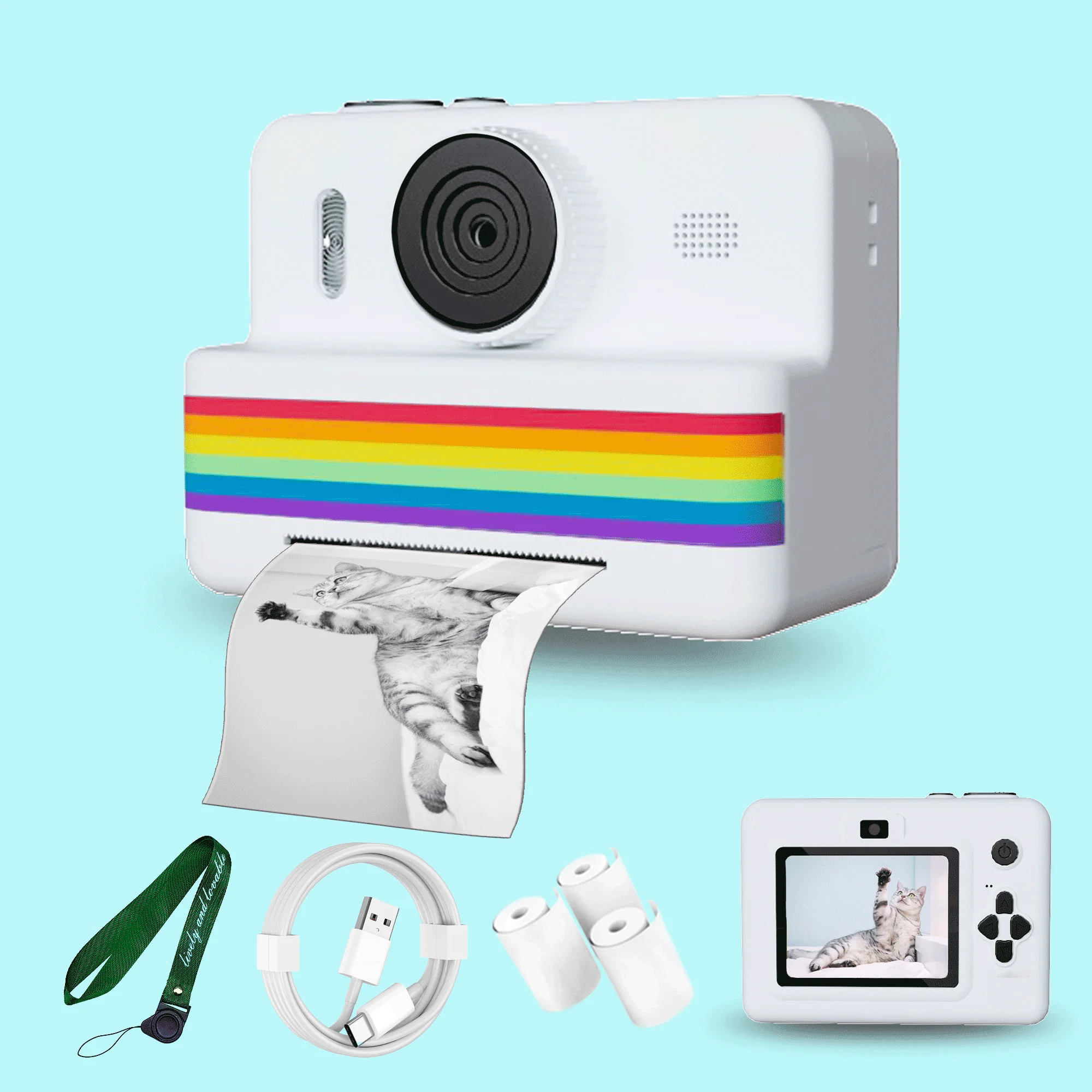 2.8 Inch Instant Print Camera, Digital Video Camera With 3 Rolls of Thermal Printing Paper, 0 Ink Printing Toy Camera for Kids