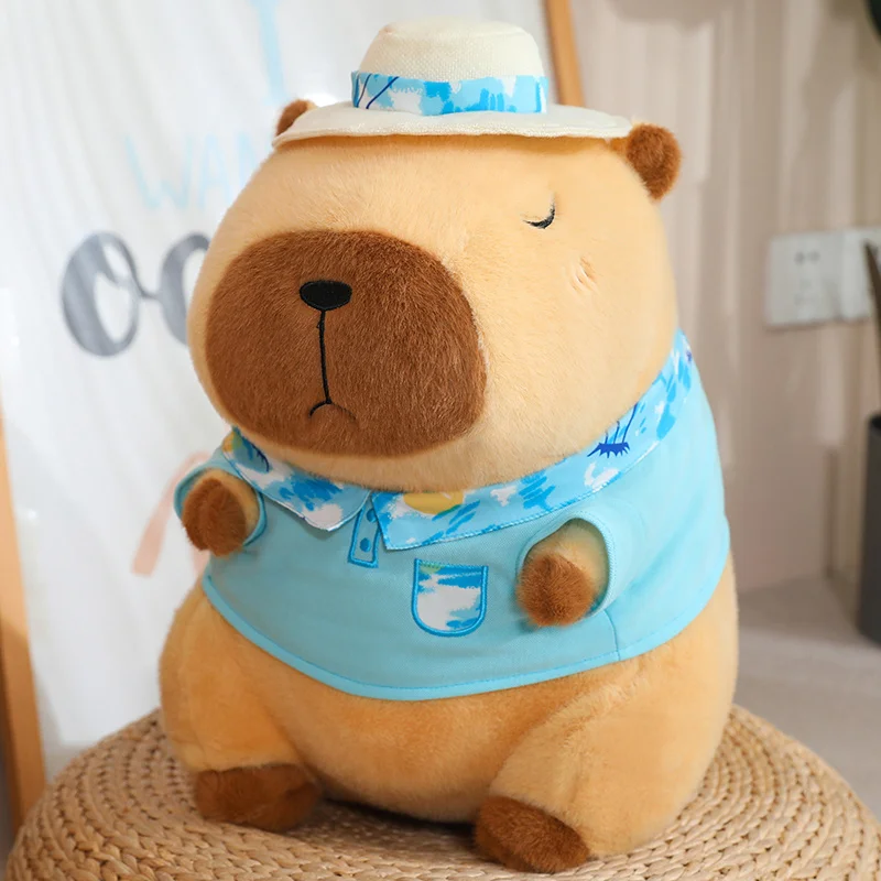 Yellow Duck Swim Ring Capybara Plush Toy Cute Simulation Beachwear Capibara Kawaii Stuffed Animal kapibala Birthday Travel Gifts