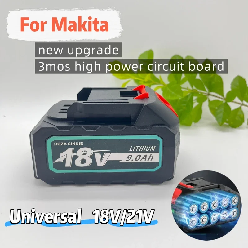 Roza cinnie-18V Batería recargable de iones de litio de alta capacidad y larga duración Compatible con Makita BL1840B BL1850B BL1860B