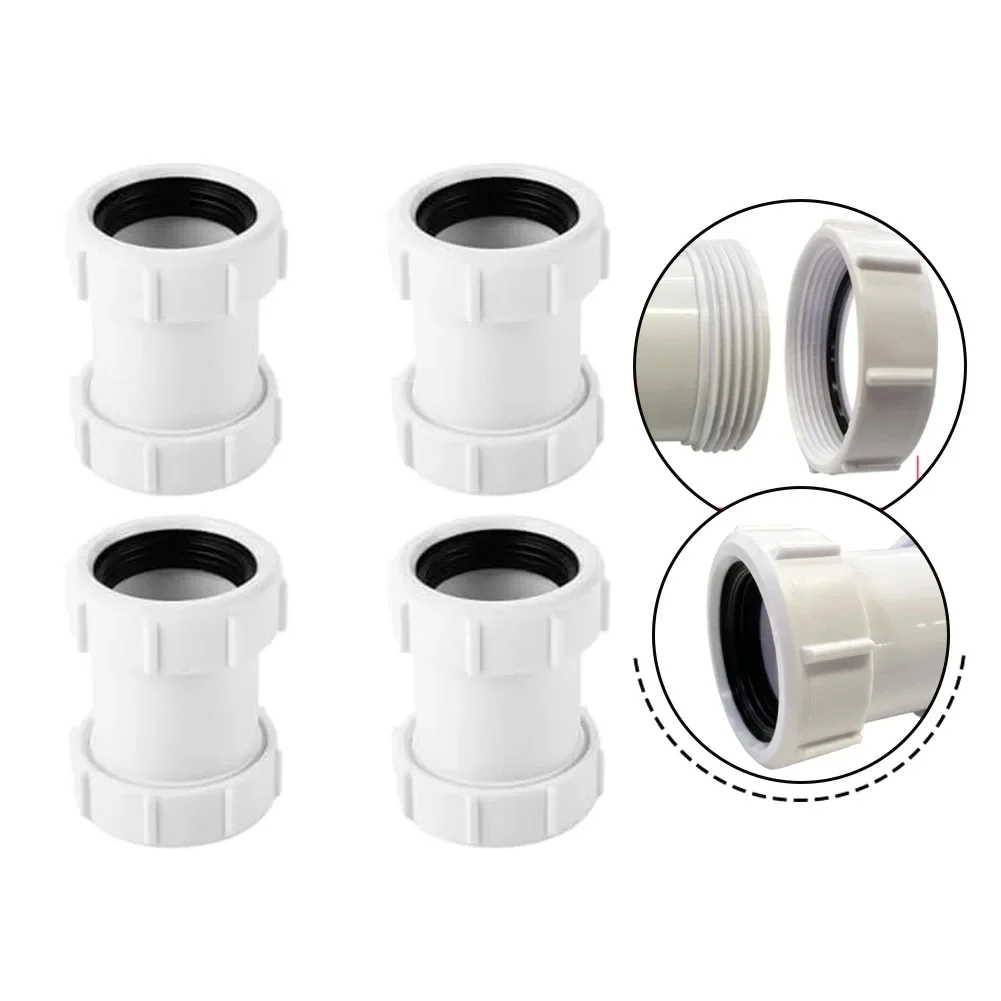 Sink Waste Adapter 40mm Connector Push-fit Installation Tool-free Assembly Soft Gasket Seal For Bathtubs White