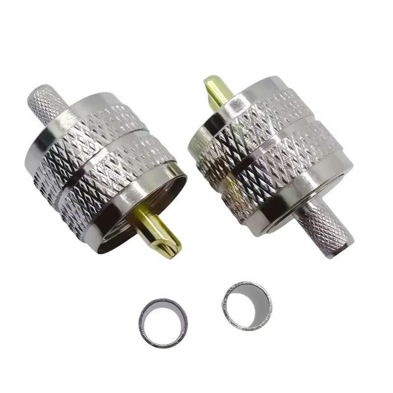 UHF Male Female Plug Jack PL259 SO239 RF Coax Connector Crimp Copper Nickelplated With Drawing For RG316 RG174 RG58 RG142