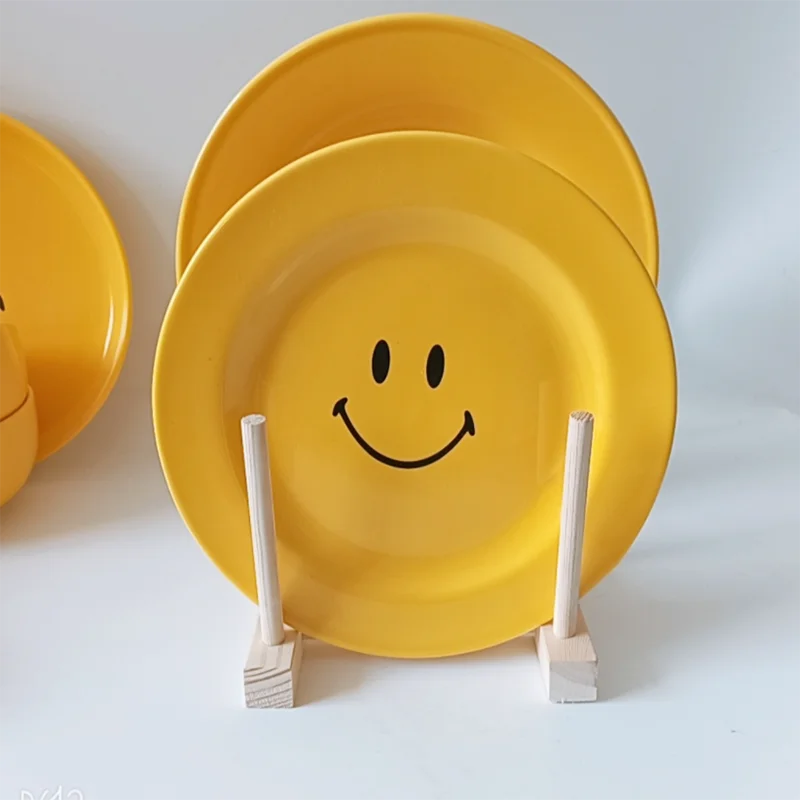 Nordic Ceramic Tableware Set Dinnerware Set Bowl High Fashion INS Yellow Cartoon Plate Soup Bowl Mug Set Modern Style High-End