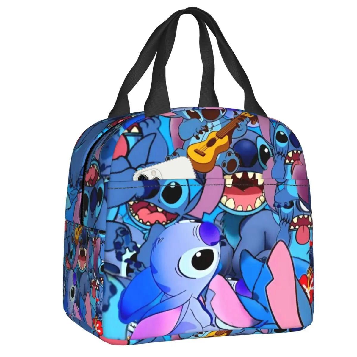 

Custom Funny Stitchs Adventure Anime Insulated Lunch Bag for Women Portable Cooler Thermal Lunch Box Kids School Children