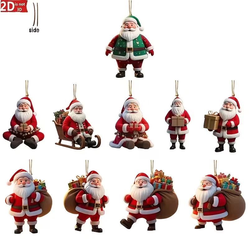 10 تعليقات مزخرفة خشبية مبتكرة ولطيفة على شكل سانتا كلوز، مثالية لجو احتفالي لأشجار عيد الميلاد #3