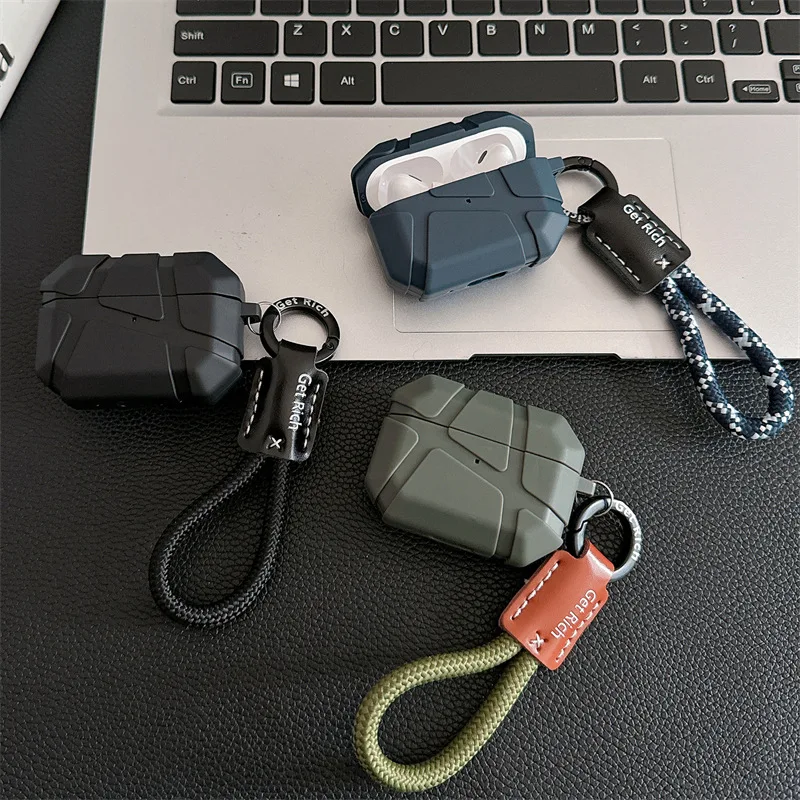 

Anti-fall Earphone Protective Case for airpods 4 2 3 Pro pro2 TPU Bluetooth Headphones Charging Box Cover With Handing Rope