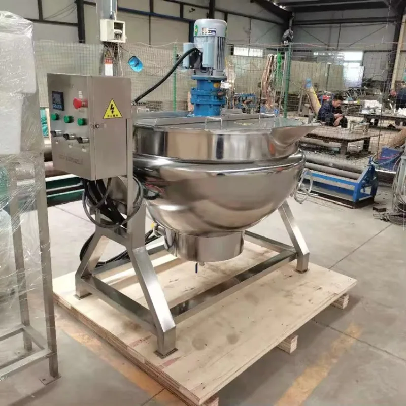 Steam Cooking Pot with Tilt Agitator Sugar Caramel Jam Boiler Jacket Kettle Vegetable Cooking Commercial Kitchens
