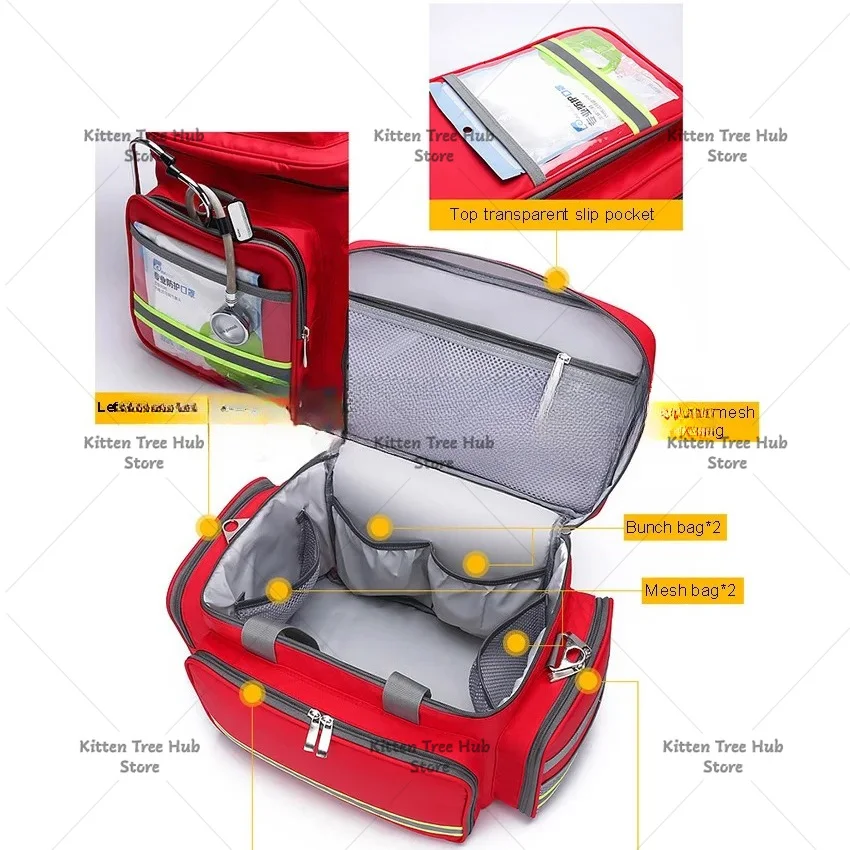 Medical Supplies Storage Bag Outdoor Emergency Rescue Large Capacity Backpack Empty Waterproof Reflective Oxford Travel Bag