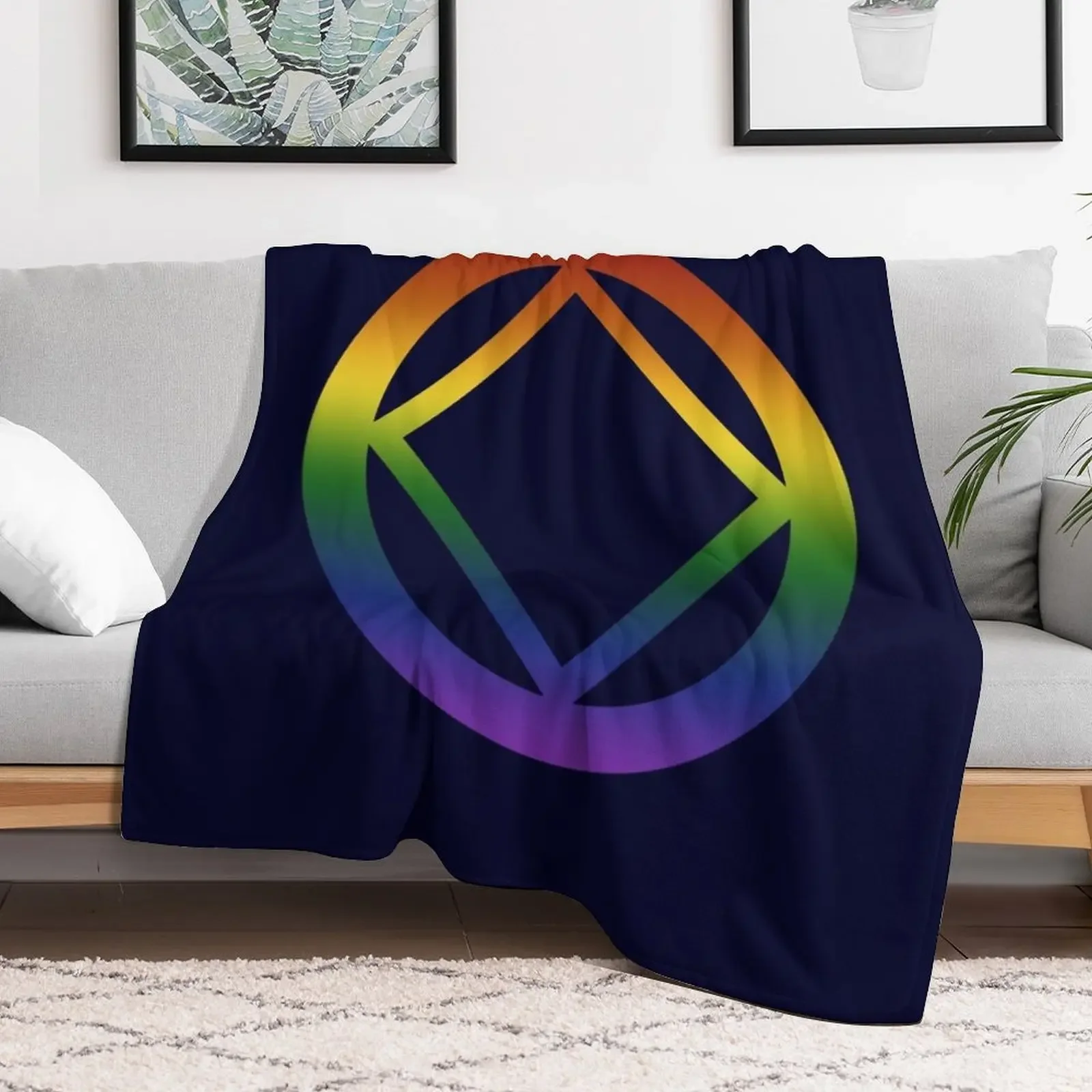 Narcotics Anonymous Rainbow Pride Symbol Throw Blanket Custom Plaid on the sofa Thermal Polar Blankets