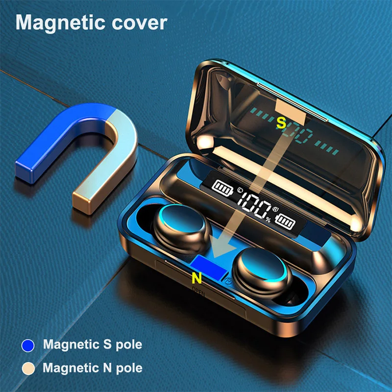 Auricolari Bluetooth F9 cuffie TWS cuffie Wireless con microfono scatola di ricarica da 3000mAh auricolari Stereo In-Ear sport spedizione gratuita